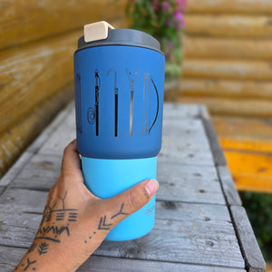 Traditional tools blue thermos