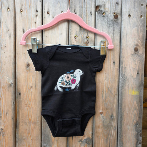 Floral natsiq black onesie